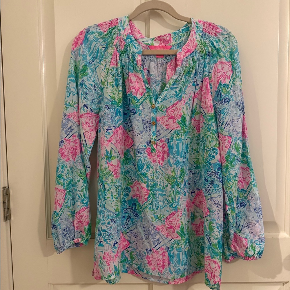 EUC bohemian queen Elsa silk blouse by Lilly Pulitzer.